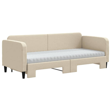 Divano Letto Estraibile con Materassi Crema 80x200 cm Tessuto