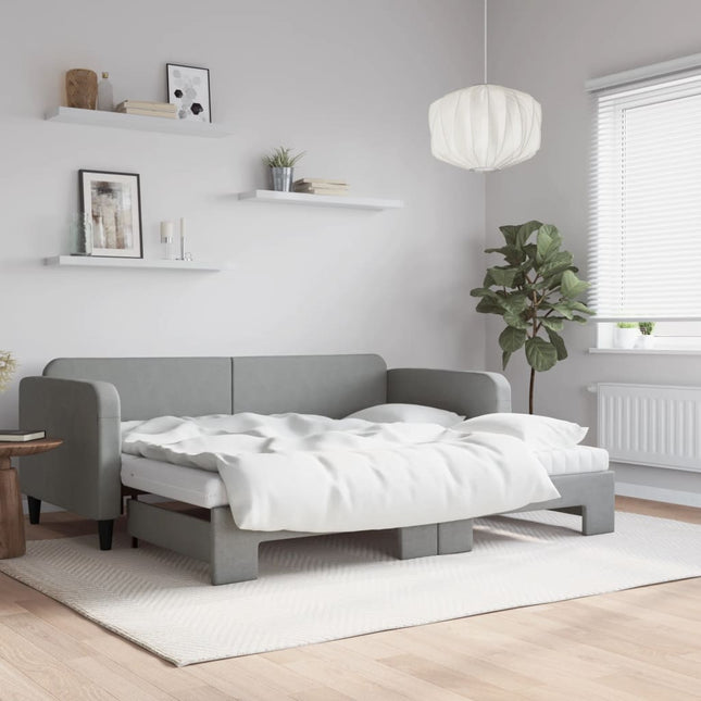 Divano Letto Estraibile Materassi Grigio Chiaro 90x190 Tessuto