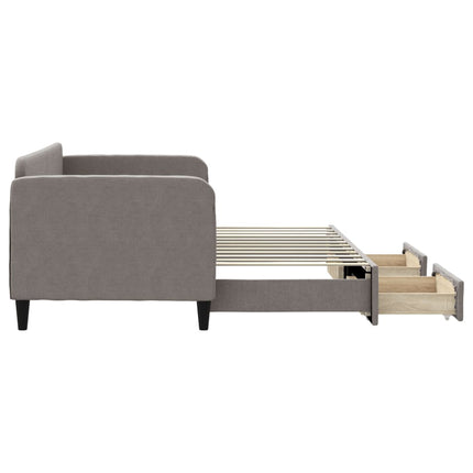 Divano Letto Estraibile con Cassetti Tortora 80x200 cm Tessuto