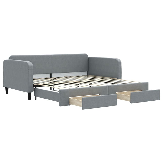 Divano Letto Estraibile Cassetti Grigio Chiaro 100x200 Tessuto