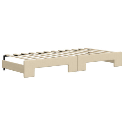 Divano Letto Estraibile con Cassetti Crema 80x200 cm in Tessuto
