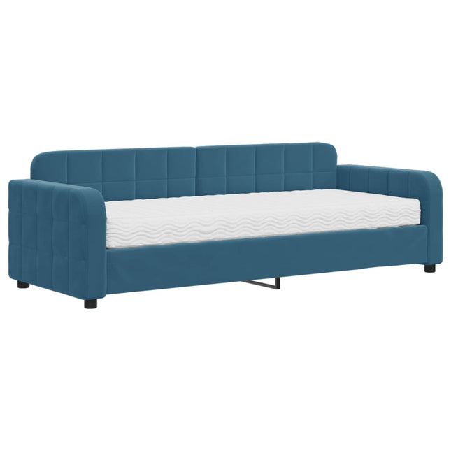 Divano Letto con Materasso Blu 80x200 cm in Velluto
