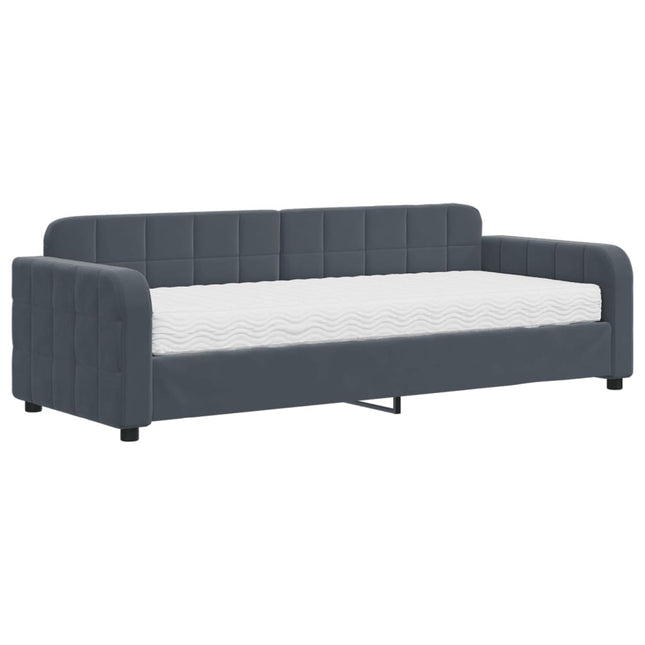 Divano Letto con Materasso Grigio Scuro 80x200 cm in Velluto