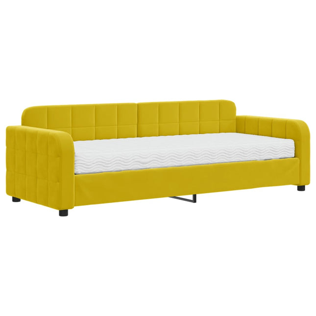 Divano Letto con Materasso Giallo 80x200 cm in Velluto