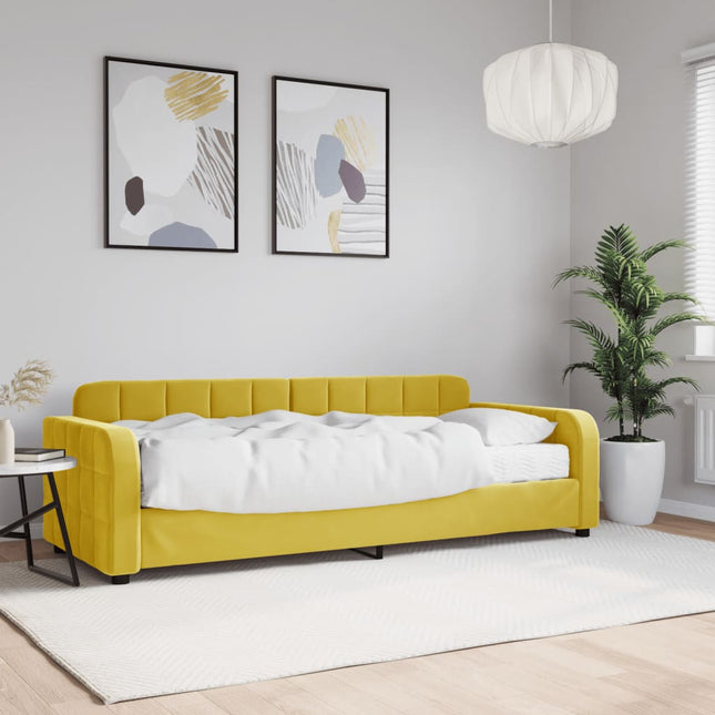 Divano Letto con Materasso Giallo 80x200 cm in Velluto