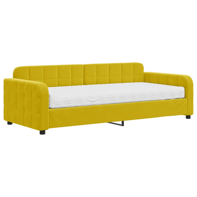Divano Letto con Materasso Giallo 90x200 cm in Velluto