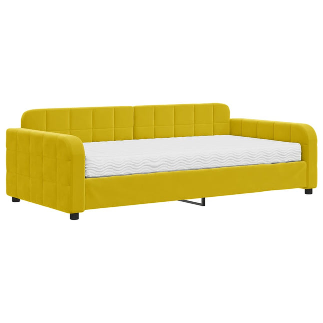 Divano Letto con Materasso Giallo 100x200 cm in Velluto