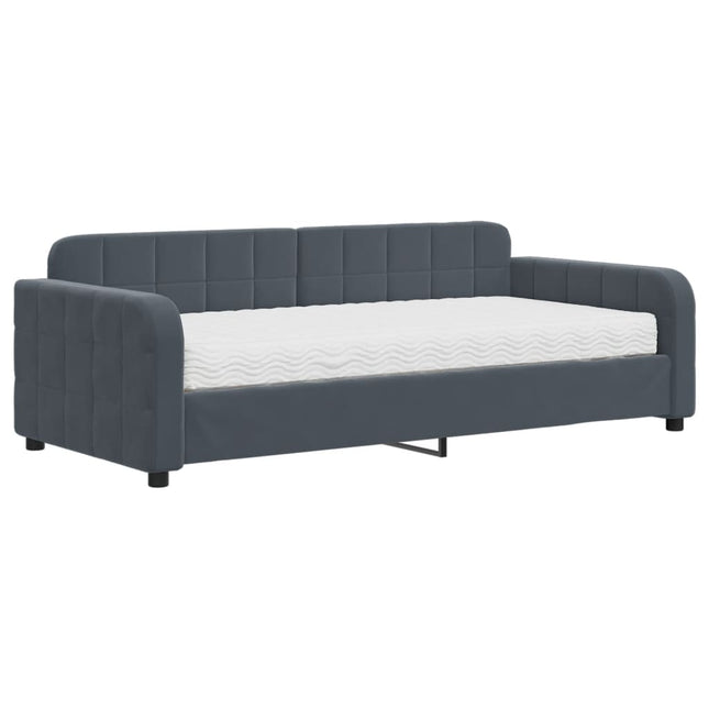 Divano Letto con Materasso Grigio Scuro 90x190 cm in Velluto
