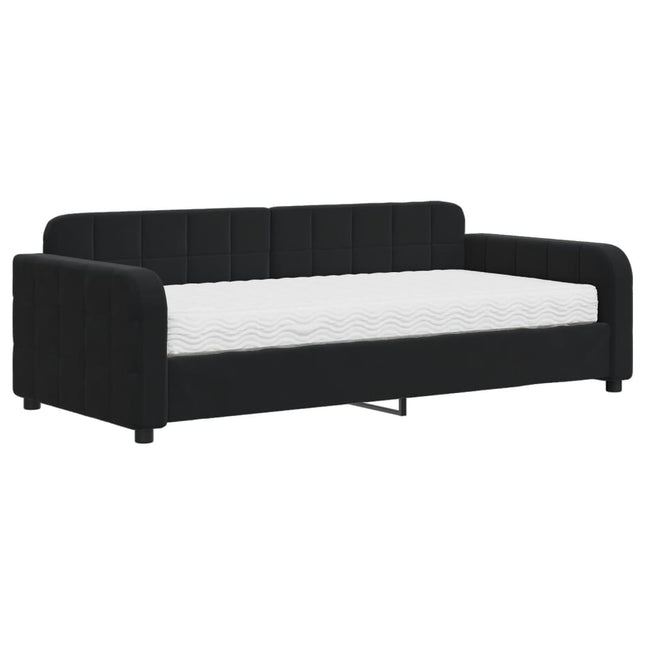 Divano Letto con Materasso Nero 90x190 cm in Velluto
