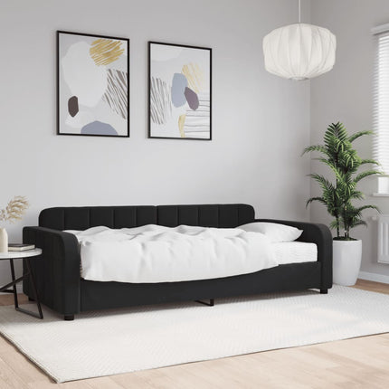 Divano Letto con Materasso Nero 90x190 cm in Velluto