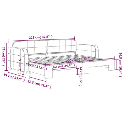 Divano Letto con Letto Estraibile Grigio Chiaro 80x200 Velluto