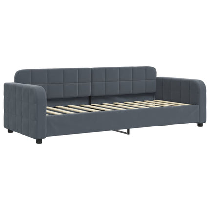 Divano Letto con Letto Estraibile Grigio Scuro 80x200cm Velluto