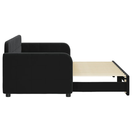 Divano Letto con Letto Estraibile Nero 80x200 cm in Velluto