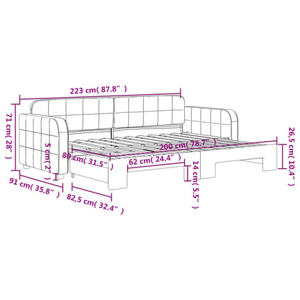 Divano Letto con Letto Estraibile Nero 80x200 cm in Velluto