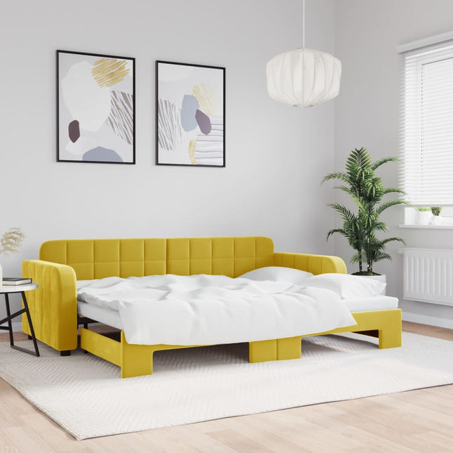 Divano Letto con Letto Estraibile Giallo 80x200 cm in Velluto