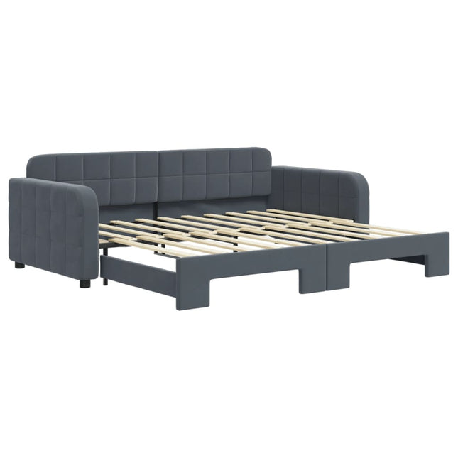 Divano Letto con Letto Estraibile Grigio Scuro 90x190cm Velluto