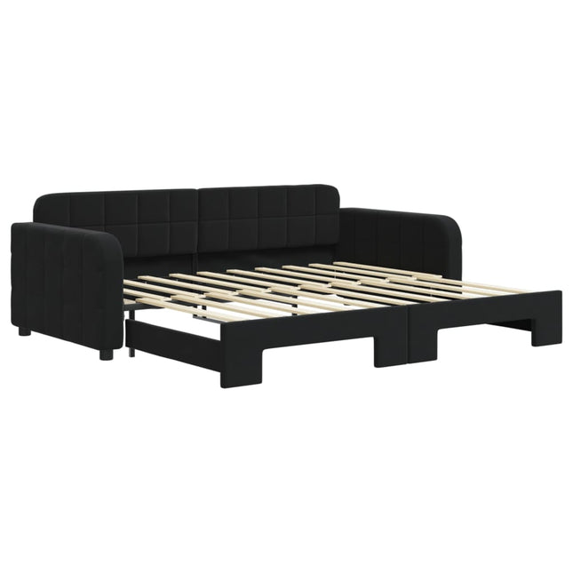 Divano Letto con Letto Estraibile Nero 90x190 cm in Velluto