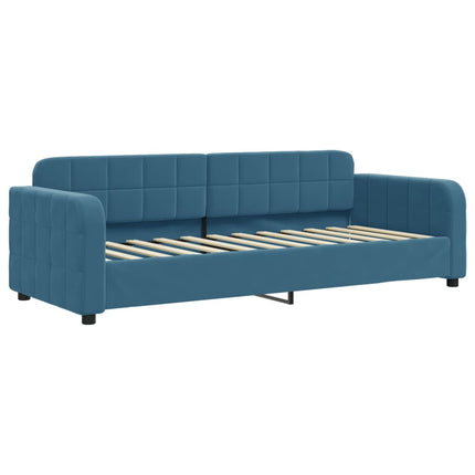 Divano Letto Estraibile con Materassi Blu 80x200 cm Velluto