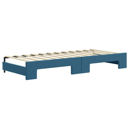 Divano Letto Estraibile con Materassi Blu 80x200 cm Velluto