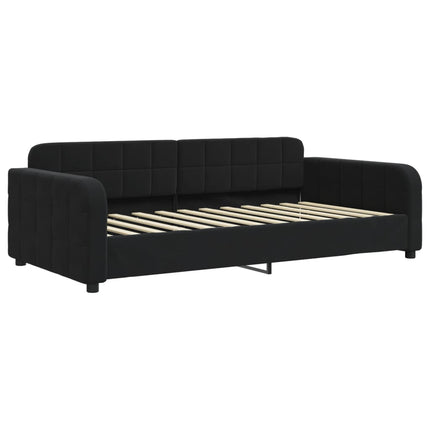 Divano Letto Estraibile con Materassi Nero 100x200 cm Velluto