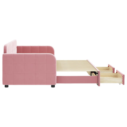 Divano Letto Estraibile con Cassetti Rosa 80x200 cm Velluto