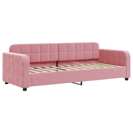 Divano Letto Estraibile con Cassetti Rosa 80x200 cm Velluto