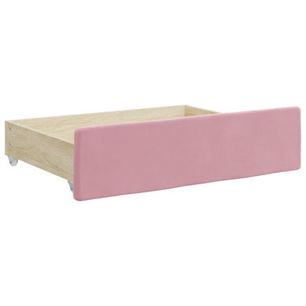 Divano Letto Estraibile con Cassetti Rosa 80x200 cm Velluto