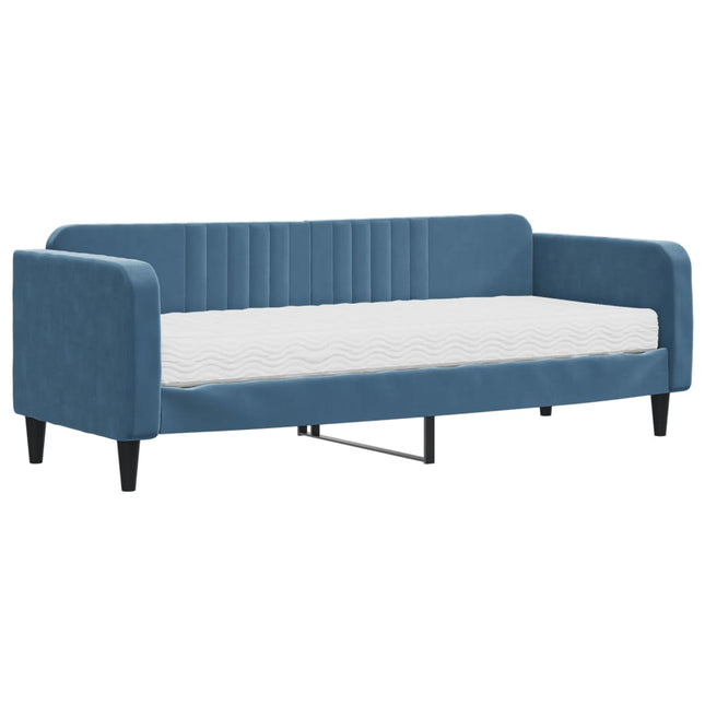 Divano Letto con Materasso Blu 80x200 cm in Velluto