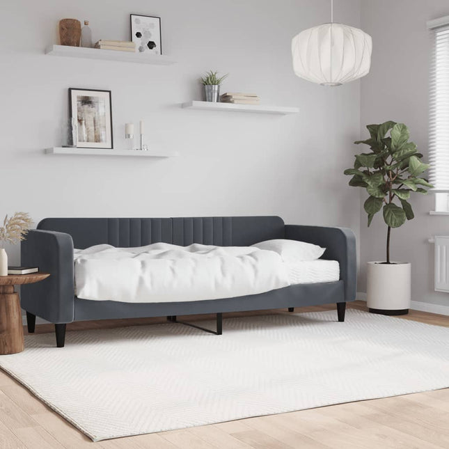 Divano Letto con Materasso Grigio Scuro 80x200 cm in Velluto