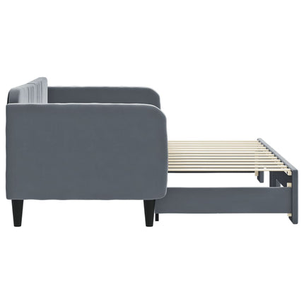 Divano Letto con Letto Estraibile Grigio Scuro 80x200cm Velluto