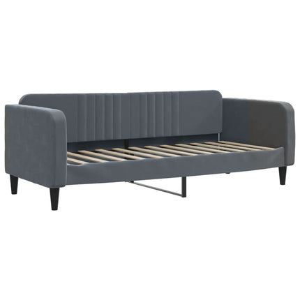 Divano Letto con Letto Estraibile Grigio Scuro 80x200cm Velluto
