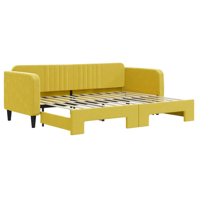 Divano Letto con Letto Estraibile Giallo 80x200 cm in Velluto