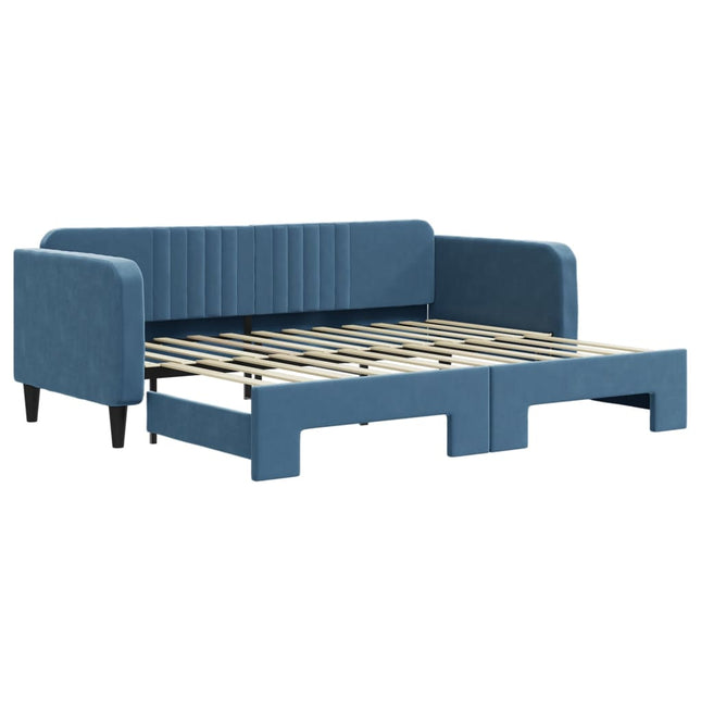 Divano Letto con Letto Estraibile Blu 90x200 cm in Velluto