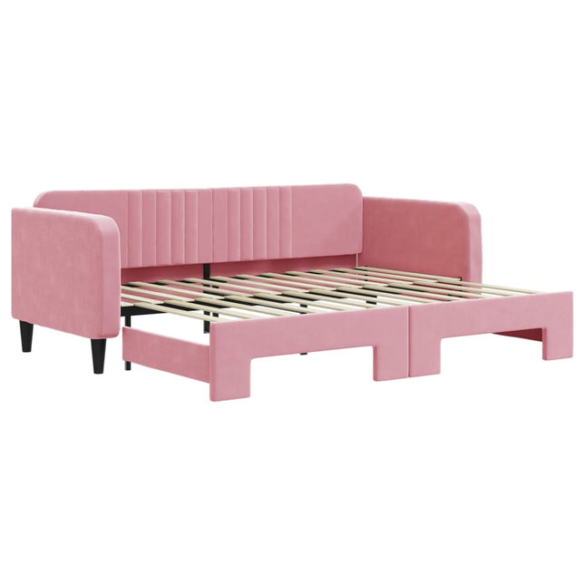 Divano Letto con Letto Estraibile Rosa 90x200 cm in Velluto