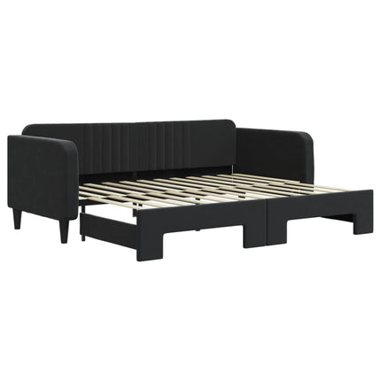 Divano Letto con Letto Estraibile Nero 90x200 cm in Velluto