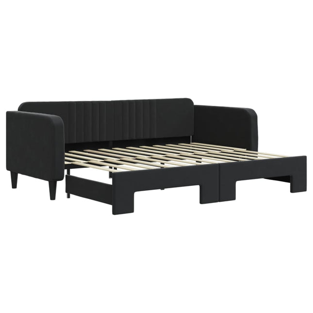 Divano Letto con Letto Estraibile Nero 90x200 cm in Velluto