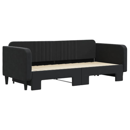 Divano Letto con Letto Estraibile Nero 90x200 cm in Velluto