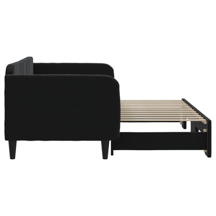 Divano Letto con Letto Estraibile Nero 90x200 cm in Velluto