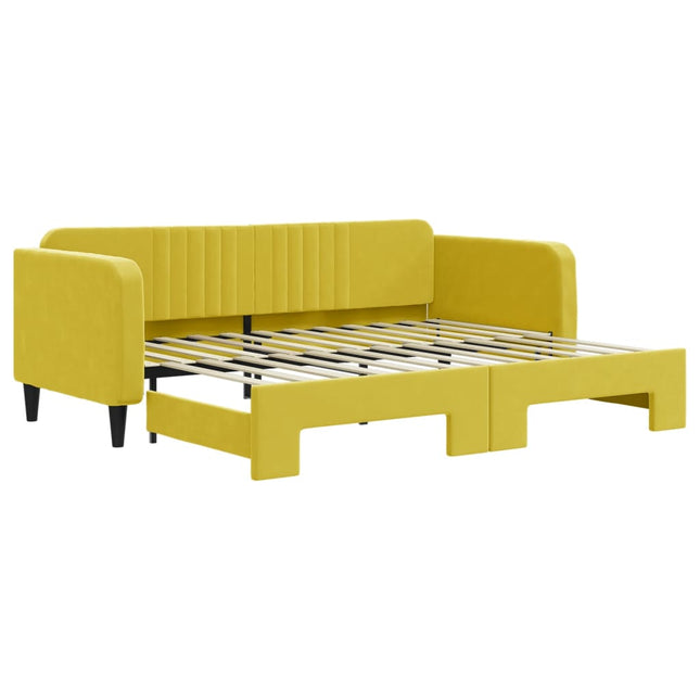 Divano Letto con Letto Estraibile Giallo 90x200 cm in Velluto
