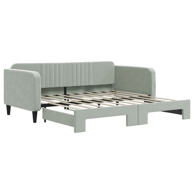 Divano Letto con Letto Estraibile Grigio Chiaro 90x190 Velluto