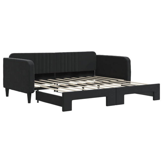 Divano Letto con Letto Estraibile Nero 90x190 cm in Velluto