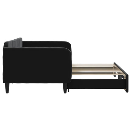 Divano Letto con Letto Estraibile Nero 90x190 cm in Velluto