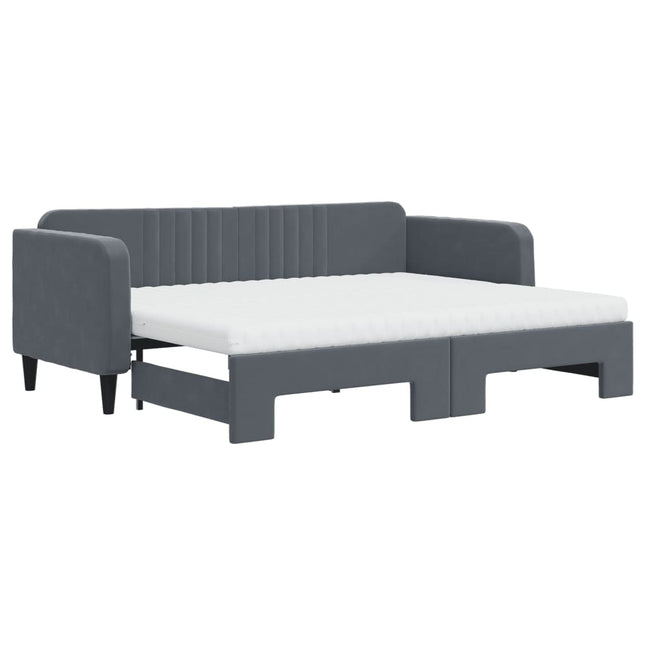 Divano Letto Estraibile Materassi Grigio Scuro 80x200cm Velluto