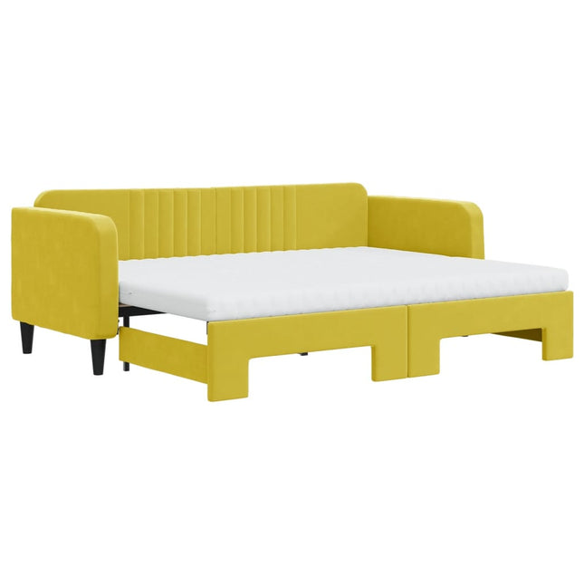 Divano Letto Estraibile con Materassi Giallo 80x200 cm Velluto