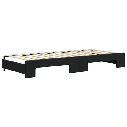 Divano Letto Estraibile con Materassi Nero 90x200 cm Velluto