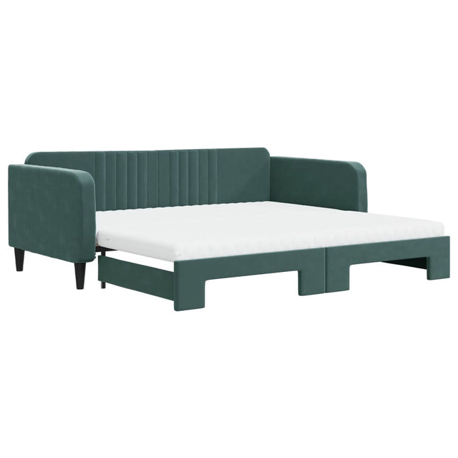 Divano Letto Estraibile Materassi Verde Scuro 100x200 Velluto