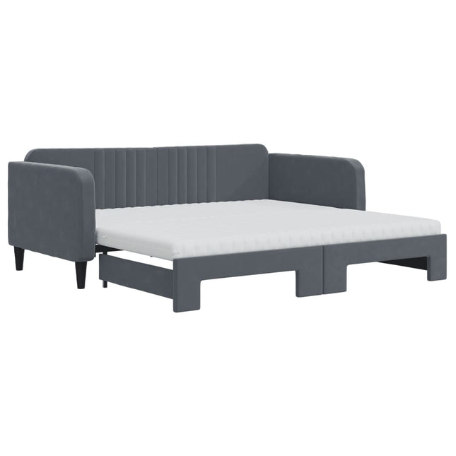 Divano Letto Estraibile Materassi Grigio Scuro 90x190cm Velluto