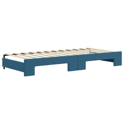Divano Letto Estraibile con Cassetti Blu 80x200 cm Velluto