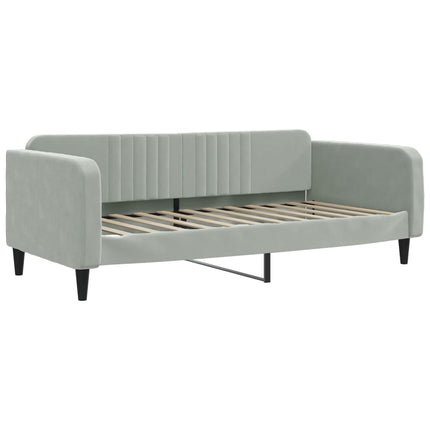 Divano Letto Estraibile Cassetti Grigio Chiaro 100x200 Velluto