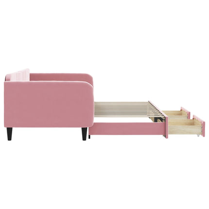 Divano Letto Estraibile con Cassetti Rosa 100x200 cm Velluto